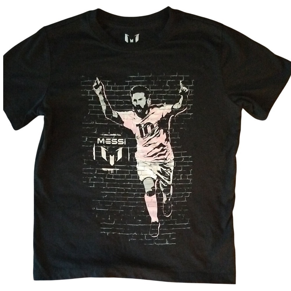 Messi Lionel Messi Graphic T-Shirt Black Pink Inter Miami Soccer Tee Kids Size S
